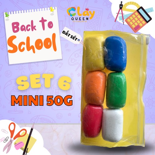 Đất sét tự khô cứng Thái Lan 50g set 6 màu